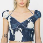 I am gia I.Am.Gia Despina Bleached Tie Dye Denim Halter Crop Top size XXS Photo 2