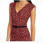 Ralph Lauren Red Black Chevron Faux Wrap Sleeveless Belt Dress 2X Photo 1