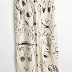 Vintage JJ Hobeau Hand Painted Faces Pop Art Graffiti Waffle Knit Maxi Dress Size M Photo 0