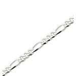 Boutique NEW Unisex Rhodium Plated 925 Sterling Silver Figaro Chain Bracelet, 8” Photo 2