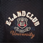 E.Land Club Quilted Logo Hoodie Women XS Varsity Long Sleeve Preppy Navy Blue. Blue Photo 2