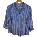 Cato  Floral Embroidered Button Down Blouse Size 18/20W Blue Cottage Lightweight‎ Photo 0
