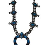 Vintage Southwestern/Navajo Style Silver & Turquoise Squash Blossom Necklace Photo 2