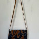 Black Leather Brown Suede Satchel Purse Shoulder Bag Photo 12