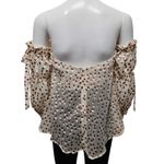 ASTR The Label Jillian Beige Dot Burnout Off Shoulder Blouse Size Medium Photo 5
