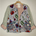 John Mark Embroidered Jacket Open Blazer Quilted Floral Cottage L NWT $139 Photo 0