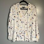 Velvet & Heart Long sleeve Blouse w/ Heart Design in white sz Sm Photo 0