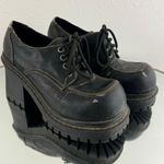 Soda Vintage Y2K Black Faux Leather Chunky Platform Lace Up Heeled Oxford Shoes Photo 2