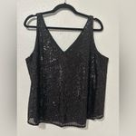 Loft NWT black sequin shell top size L petite Photo 2