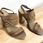 *Reaction Kenneth Cole Women's Size 9 Sandals Tan Gold Braided Strap Chic Photo 0