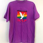 Vintage 80s 90s Greenpeace single stitch embroidered rainbow dove purple… Purple Size L Photo 0