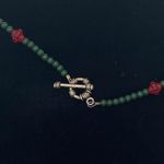 Floral Blue Bead with Red & Green Accents Beaded Necklace Photo 3
