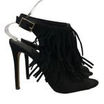 Topshop  Black Fringe Stiletto Peep Toe Heels 6 Photo 0