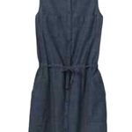 prAna Women Sunrise Peak Dress Deep Denimblue Jean collared tie front.Size S NWT Photo 1