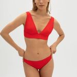 Everlane NWT Triangle Bikini Top Womens Large Red Swimsuit Bow Tie padded Photo 2