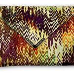 Elaine Turner Envelope Clutch Bag Abstract Chevron Zig Zag Print Gold Hardware Photo 0
