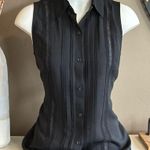 CAbi Jagger Black Sleeveless Pintuck Button-Up Top Size Small Photo 0