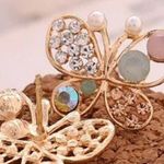 Multicolor crystal Butterfly Stud Earrings goldtone Pink Photo 1