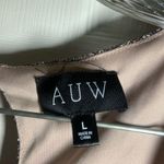 AUW Tan/Pink/Grey Boho Print Mesh Short Sleeve Blouse L Photo 1