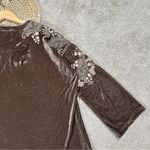 Paparazzi Embroidered Velvet Western Blouse Tunic Top Boho Whimsigoth in Brown L Photo 7