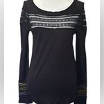 Free People Black mesh see through Long Sleeve Top size S Photo 0
