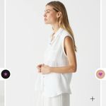 Michael Stars NEW Monique Gauze White Button Down Blouse Tank Small Photo 1