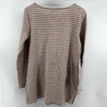 J. Jill Striped Long Sleeve Top Bateau Neck Side Slit Terry Cotton White Medium Orange Photo 4