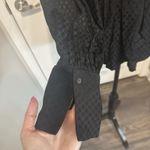 Something Navy  Black Jacquard Wrap Top‎ XS Polka Dot Long Sleeve Peplum Blouse Photo 1