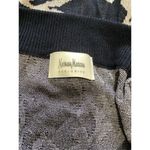 Neiman Marcus  Navy Blue Geometric Print Oversized Button Down Knit Cardigan S Photo 4