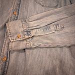 Good American  Weighless Easy Denim Button Up Shirt Size 3 Distressed Light Wash Photo 8