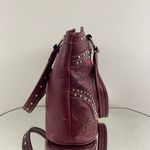 American Bling Y2K Red Burgundy Faux Tooled Leather Western Studded Shoulder Bag Photo 10