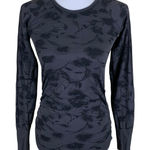 Athleta  Dark Gray Floral Jacquard Seamless Long Sleeve Performance Top XS Photo 0