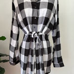Time and Tru Black and White Checkered Button Down Shirt Maternity. Size L Photo 0