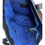 Expressions NYC  Vegan Pebbled Leather Black White Blue Woven Insert Purse Tote Photo 9