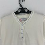 Earth Angels  Vintage Short Sleeve Button Embroidered Floral Blouse Large White Photo 1