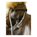 Wild Cats Pelsnoer Denmark Women Brown Leather Plaid Lining Hooded Jacket Coat L Size L Photo 4