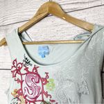 Vintage Y2K Hooded Sleeveless Embroidered Graphic Print Top Women’s Size Medium Blue Photo 5