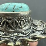 Vintage Turquoise Silver Tone Stretch Ring Big Comfortable Ring Photo 13