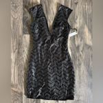 Lovers + Friends NWT Black V-neck Strapless Sequin Mini Dress Chevron Small Grad Photo 2