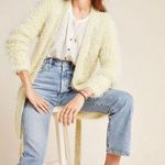 Anthropologie  Yellow Larkin Shimmer Long Fuzzy Cardigan Sweater Large New NWT Photo 1