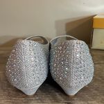 Michaelangelo  David’s Bridal Silver Rhinestone Wedge Peep Toe Dress Shoes Sz 11 Photo 7