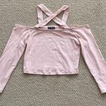 EXPRESS NEW Pale Pink Cold Shoulder Crop Top Size Small Strappy Blouse S NWOT Photo 0