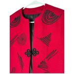 American Vintage Vintage Red Wool Cropped collarless blazer black accents & frog goggle size M Photo 4