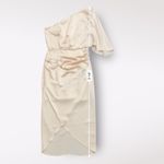 Blue Blush  Pink Champagne Satin One Shoulder‎ Midi Cocktail Dress Size S Photo 4