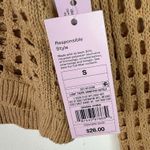 Wild Fable NWT  Crochet Long Sleeve V-Neck Sweater Light Taupe Shine Size Small S Photo 4