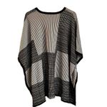 Chico's  Sweater S/M Black White Knit Striped Pullover Tabard Patchwork Poncho Photo 1