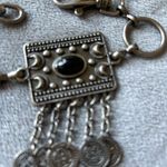 Boutique Vintage Silver Heavy Metal Moon coin belt with black stones! Photo 2