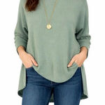 Amazon  mint green ribbed cowl neck oversized tunic sweater small Photo 0