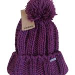 prAna  Beanie Winter Hat Pom Pom Purple Snow Crystal NEW NWT Photo 0