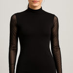 SheIn  Black Long Sleeve Dress with Sheer Detail Photo 0